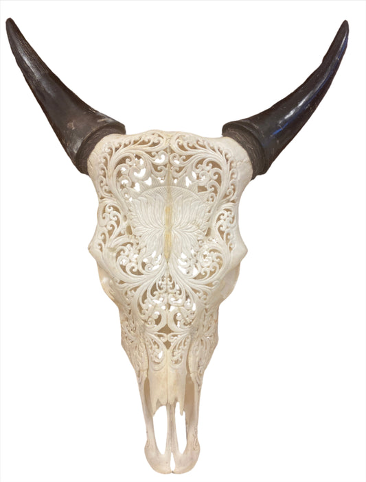 Intricately Carved Buffalo Skulls Lotus