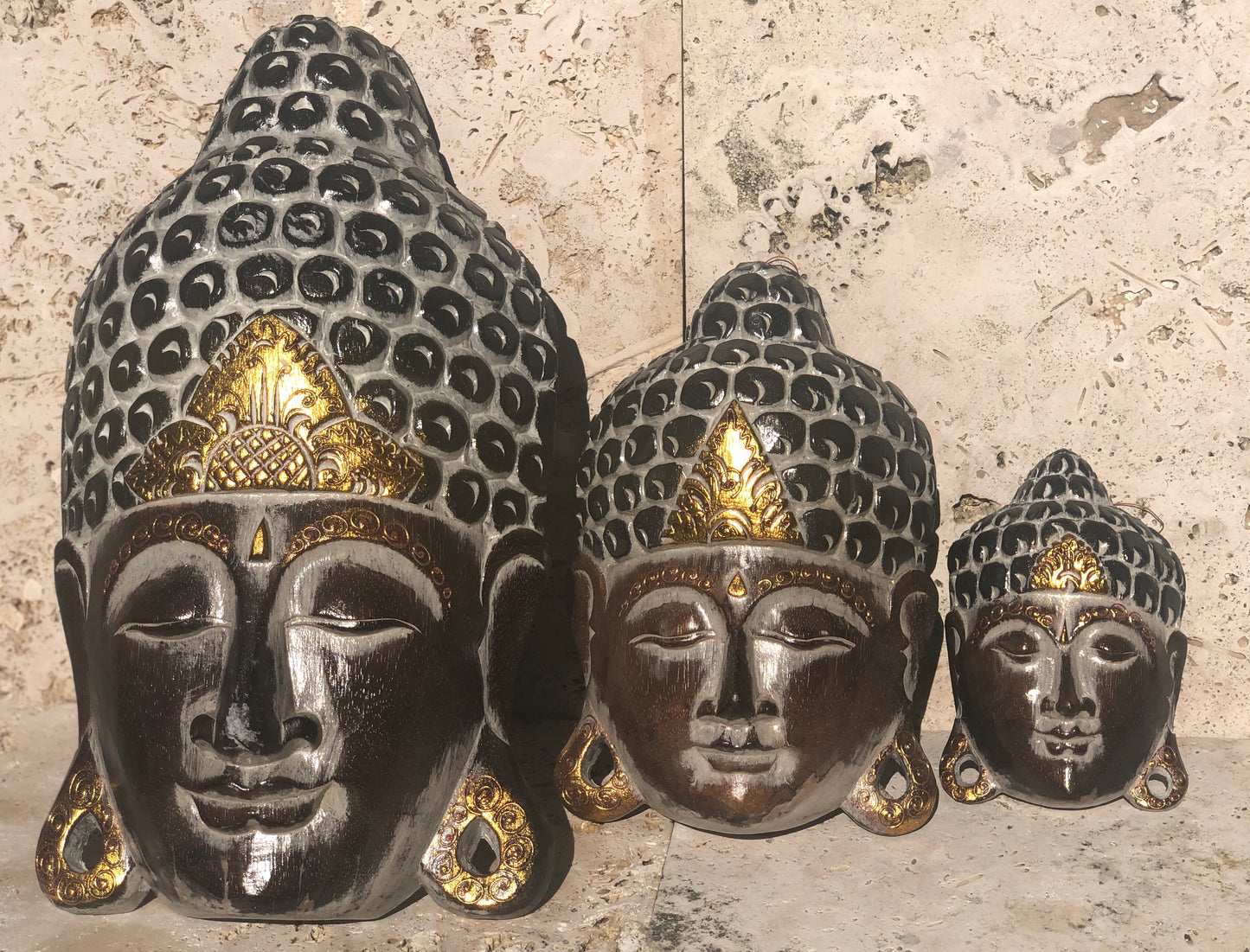Handcarved Arbesia Wood Buddha Mask