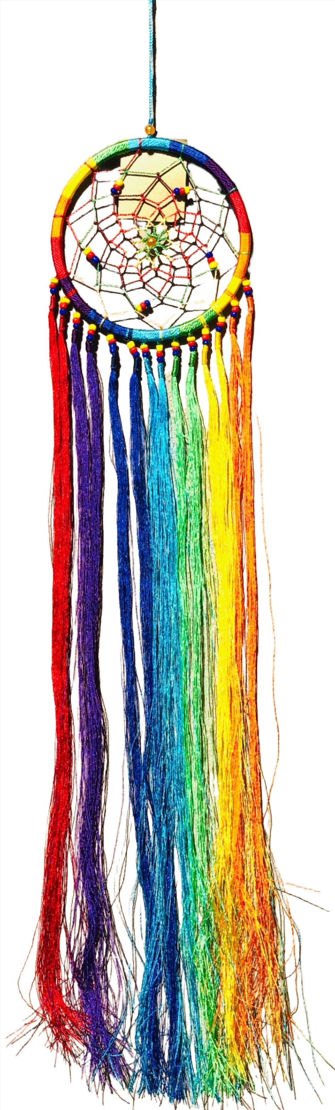 Rainbow Chakra Dream Catcher with Fringe
