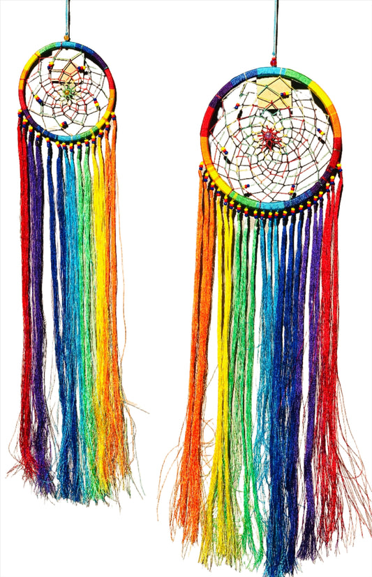 Rainbow Chakra Dream Catcher with Fringe