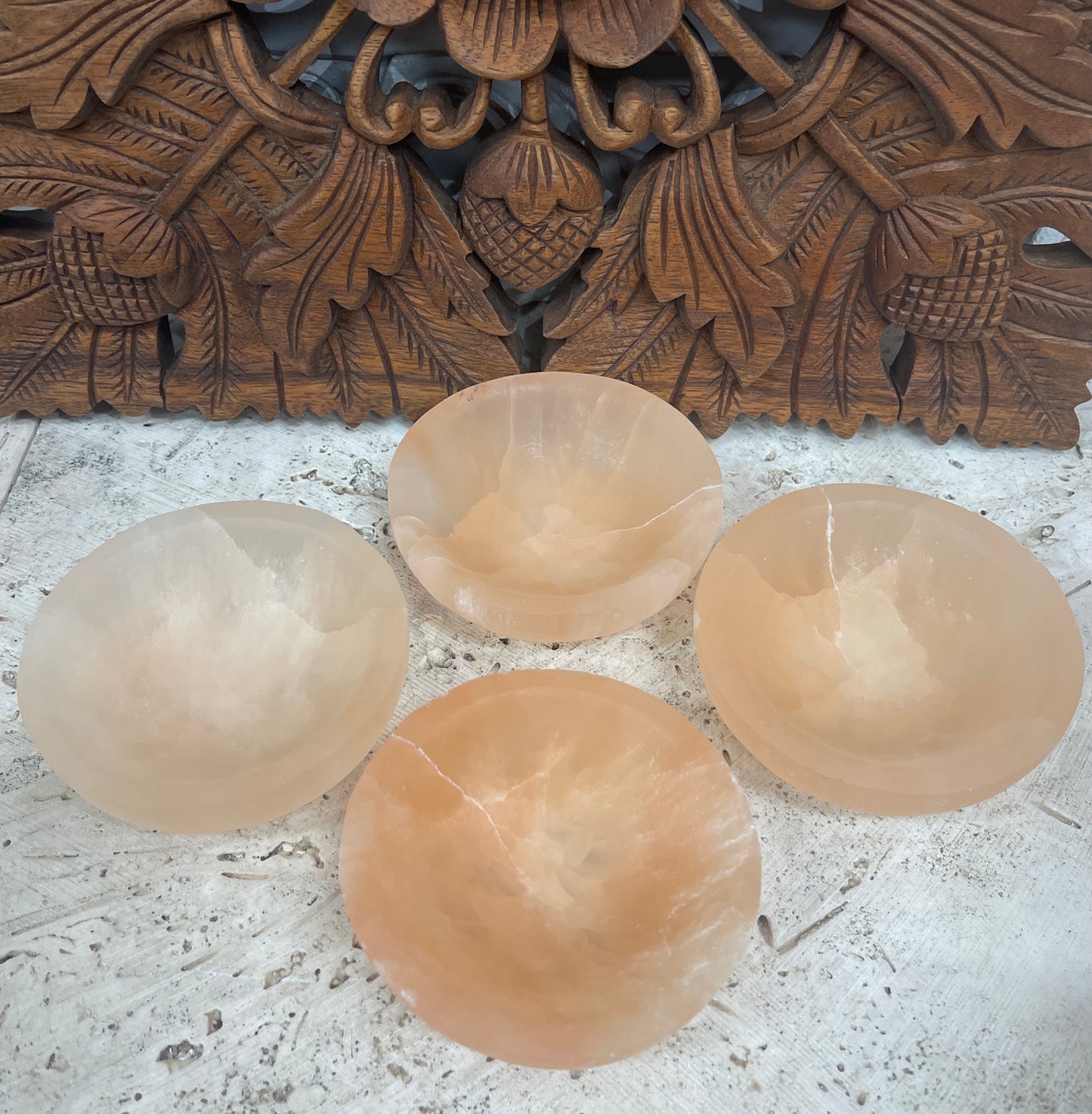 Peach Selenite Crystal Charging Cleaning Bowl