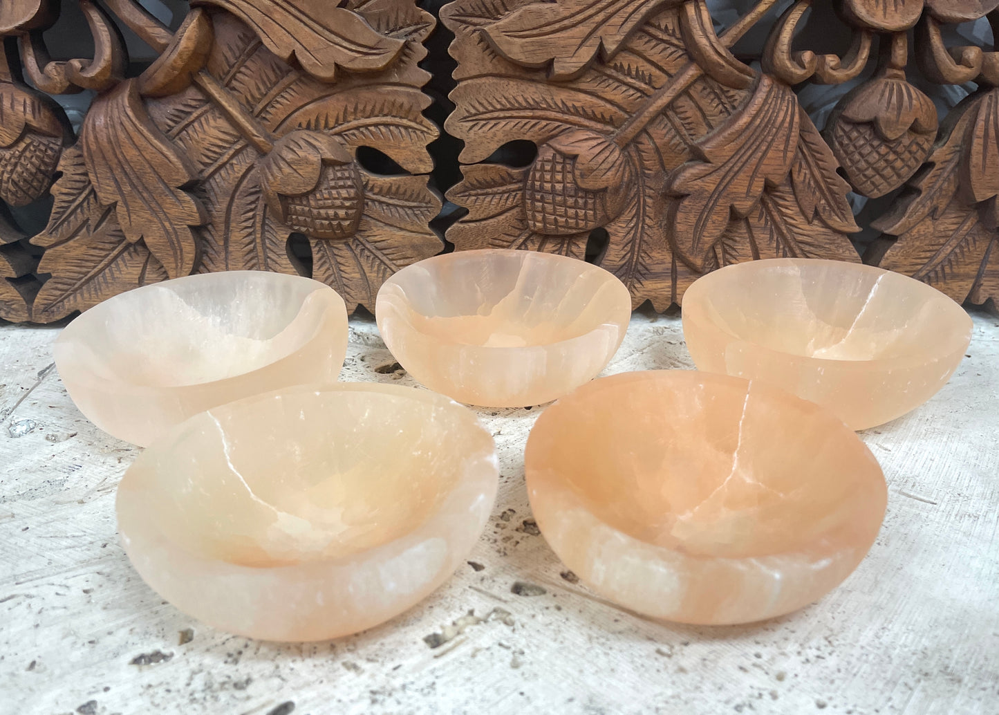Peach Selenite Crystal Charging Cleaning Bowl