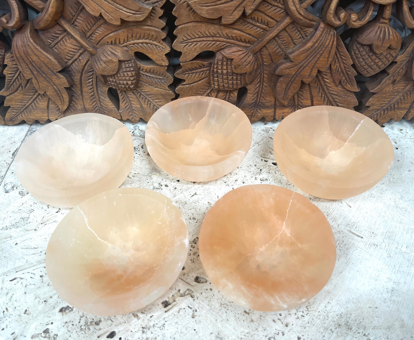 Peach Selenite Crystal Charging Cleaning Bowl