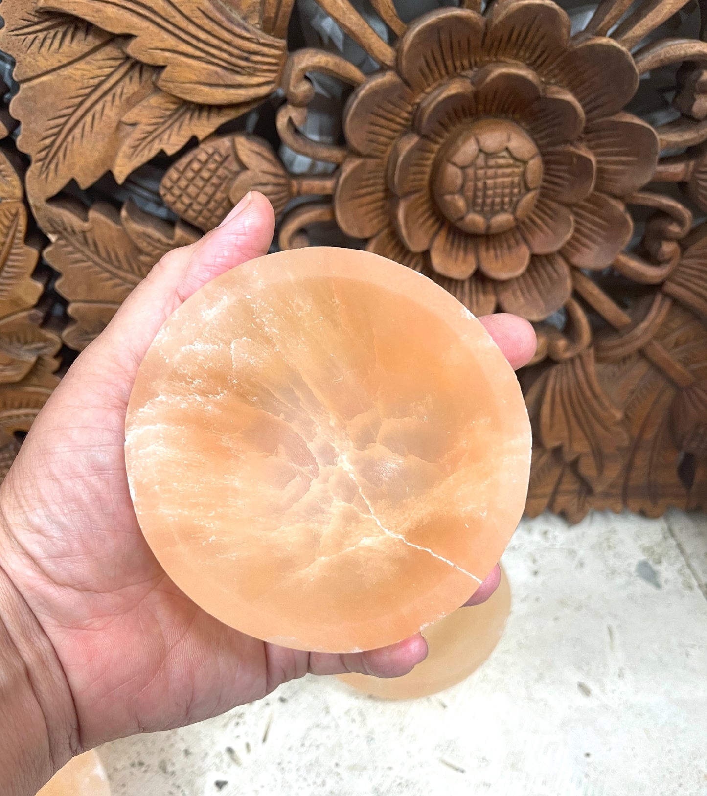 Peach Selenite Crystal Charging Cleaning Bowl