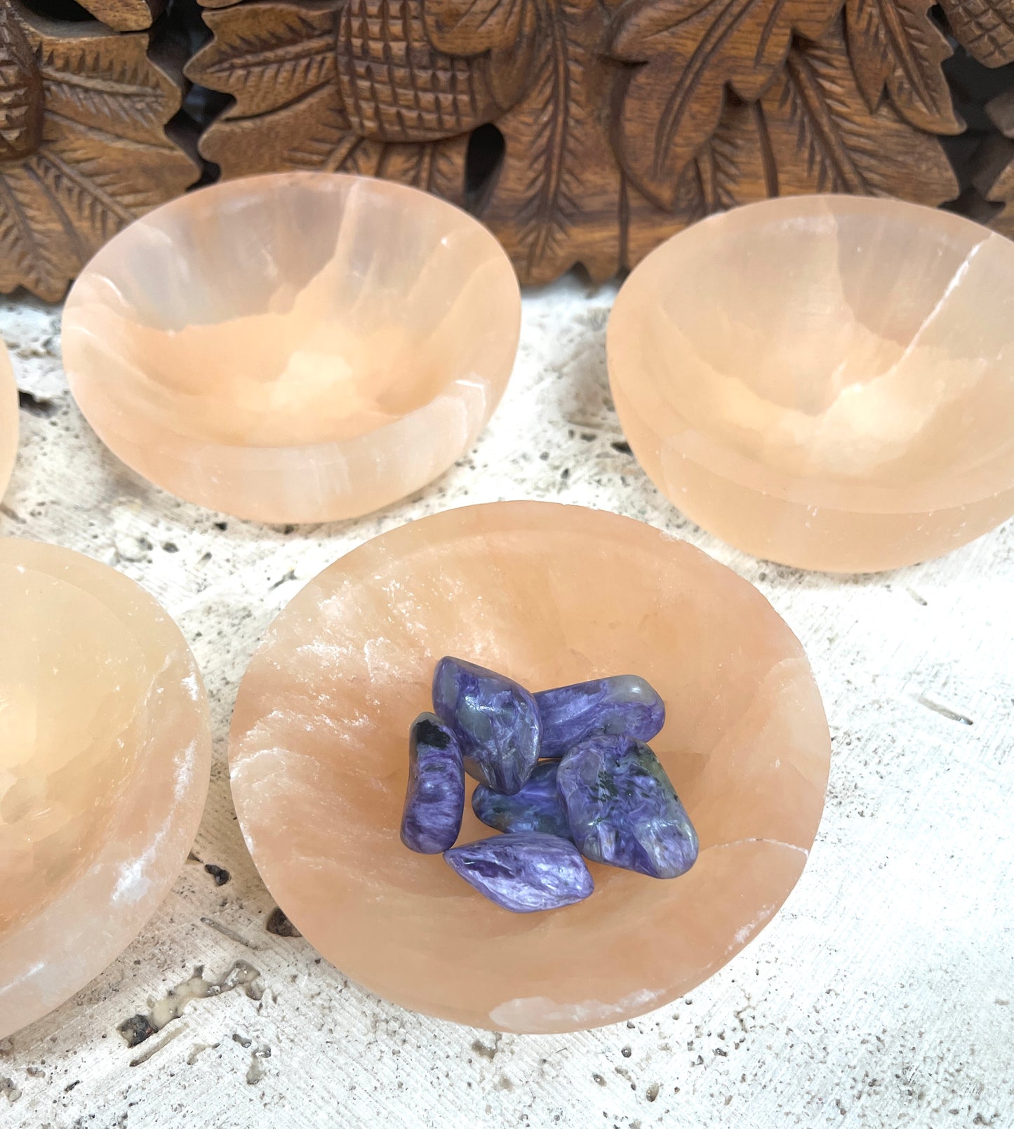 Peach Selenite Crystal Charging Cleaning Bowl