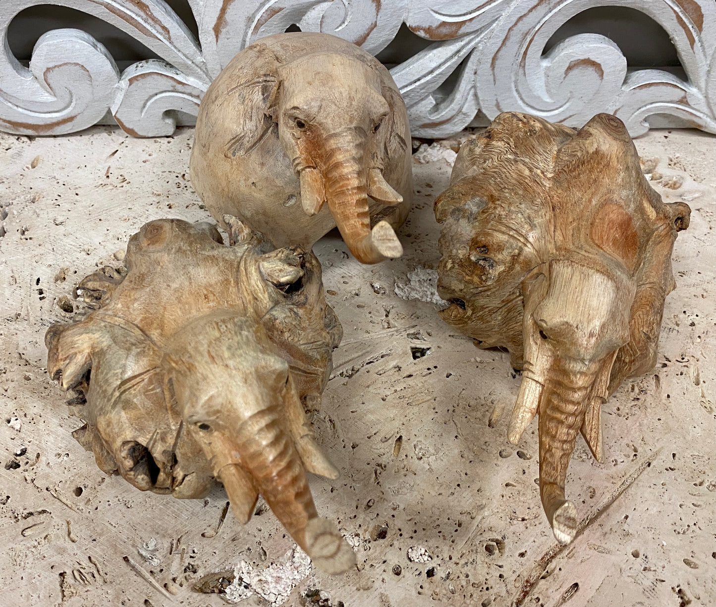 Parasite Wood Elephant Carvings