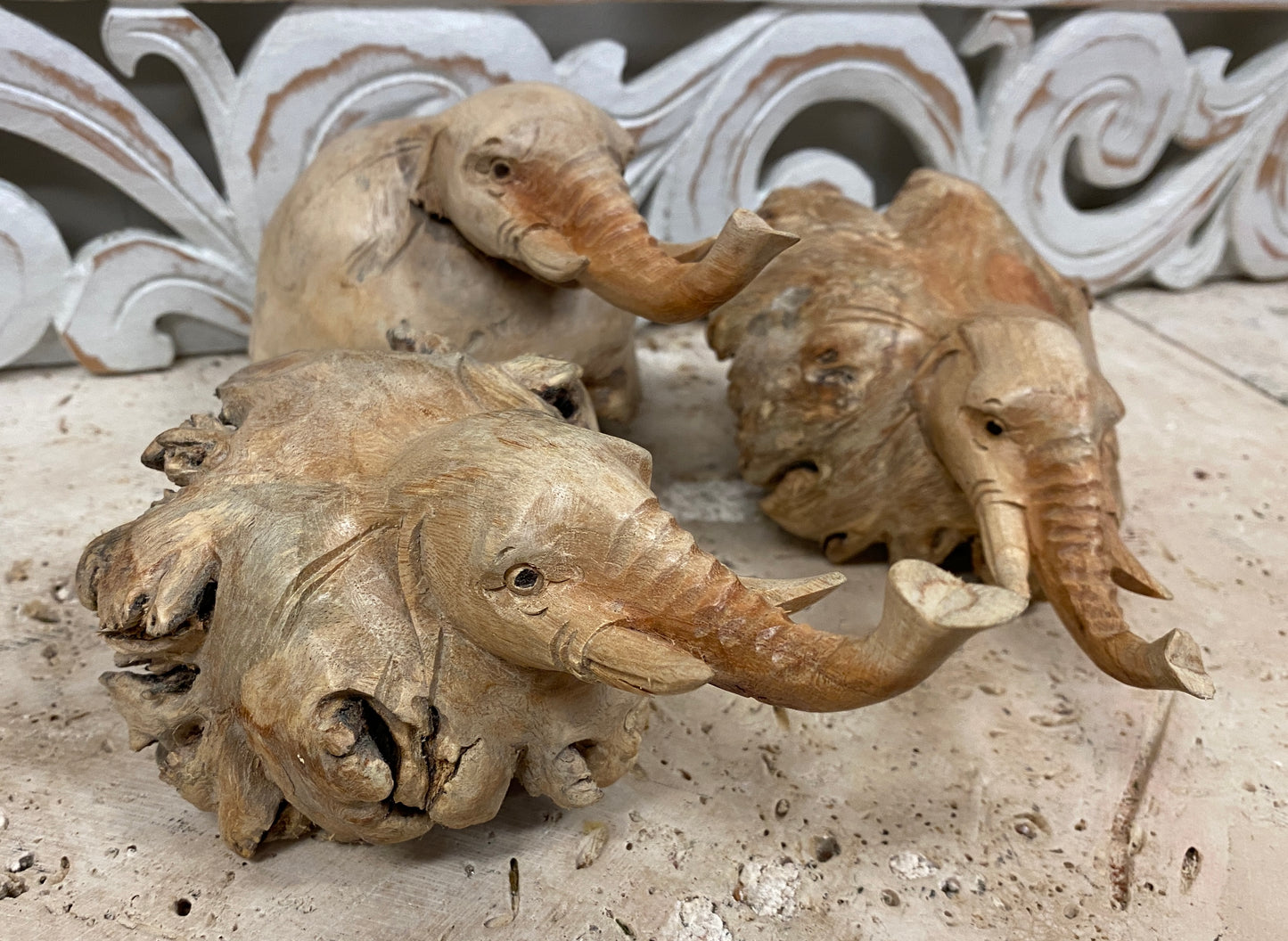 Parasite Wood Elephant Carvings