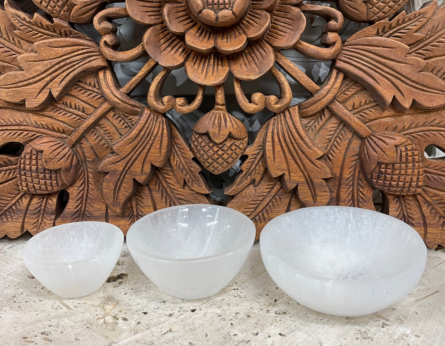 White Round Selenite Bowls