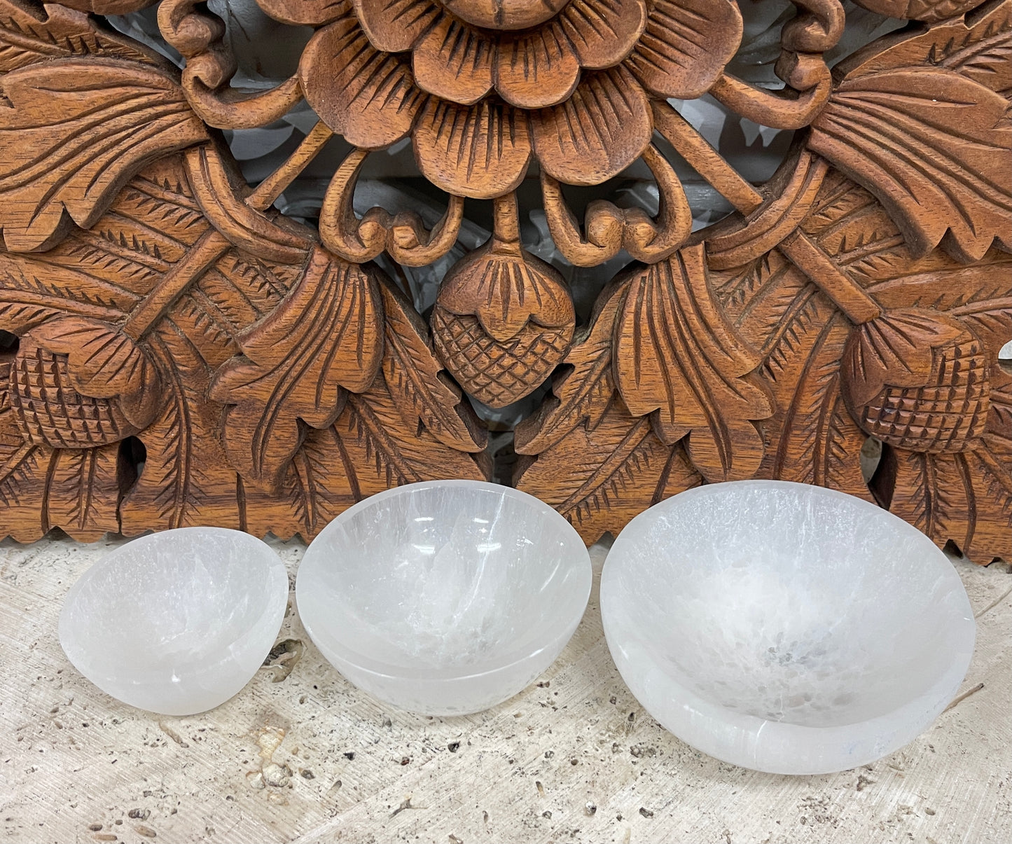 White Round Selenite Bowls