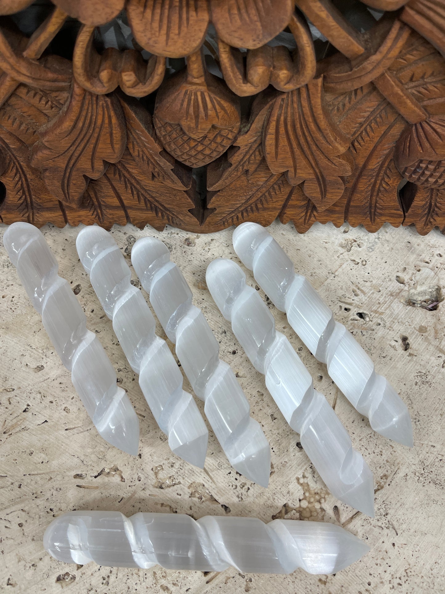 Selenite Carved Twist Wand