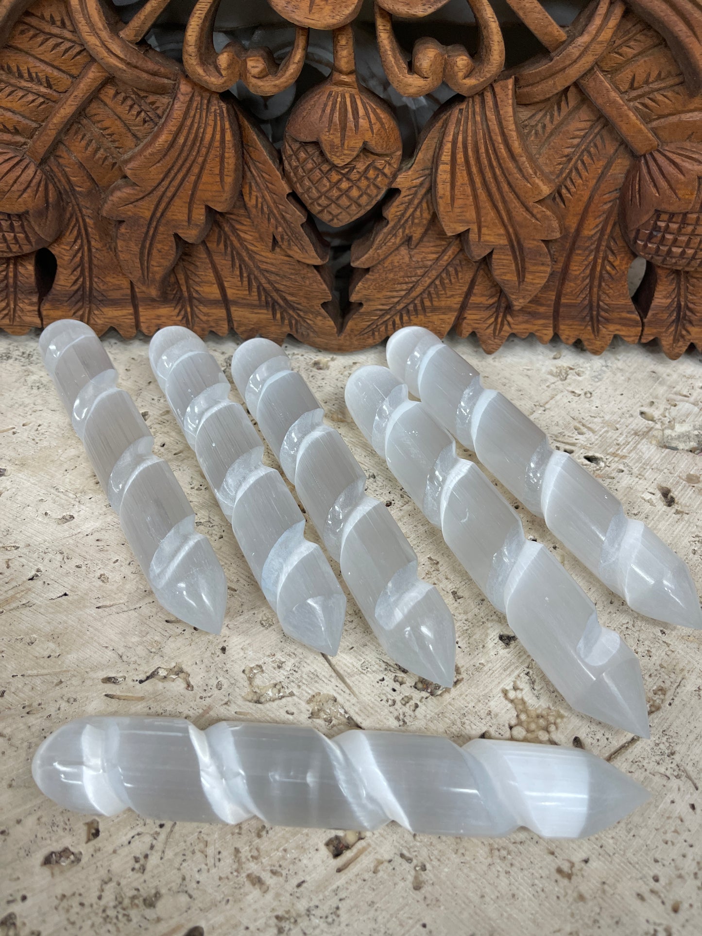 Selenite Carved Twist Wand