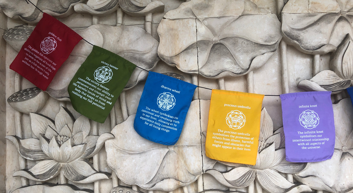 Prayer Flags Buddhist Astamangala Blessings 8 Sacred Objects