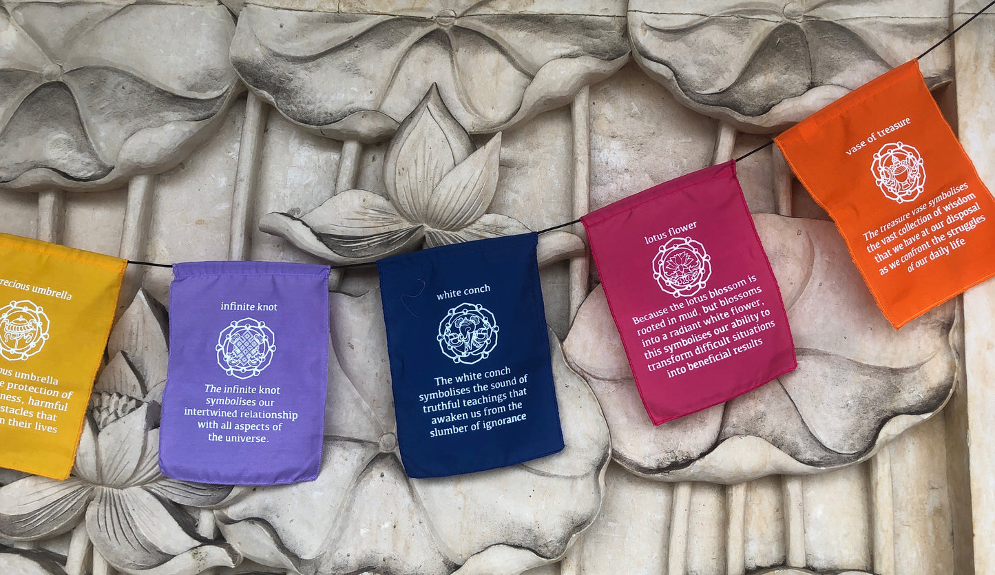 Prayer Flags Buddhist Astamangala Blessings 8 Sacred Objects