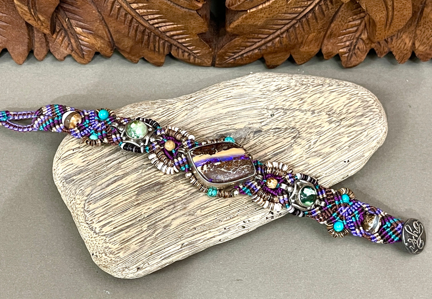 Macrame Boulder Opal Bracelet