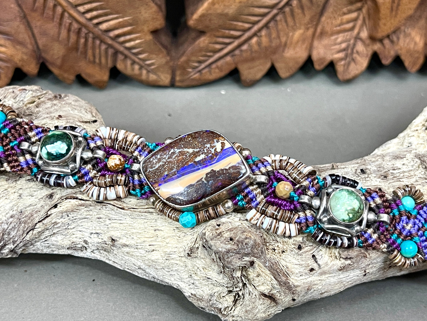 Macrame Boulder Opal Bracelet