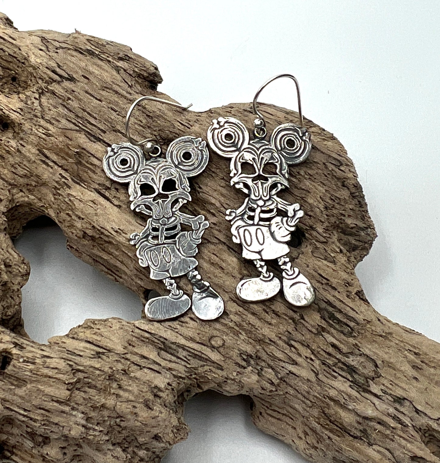Skeleton Mickey Earrings by Carlos Montanaro & Crystal Rivera