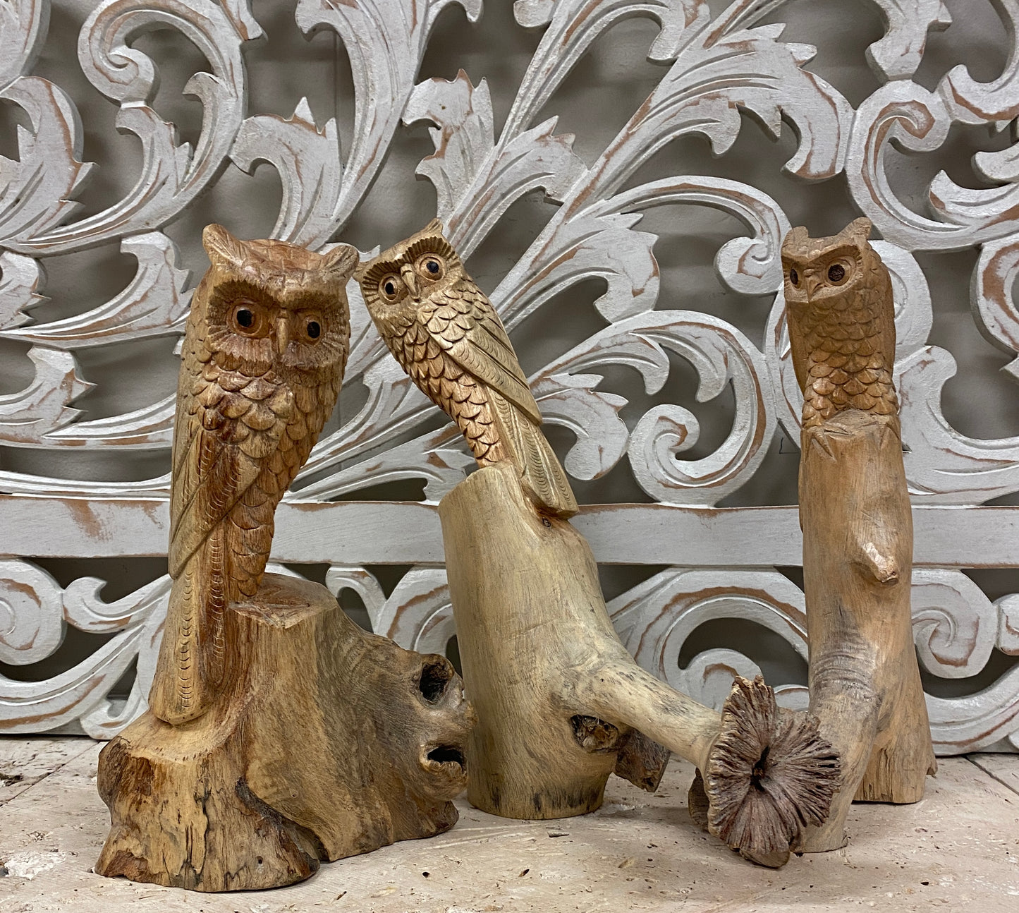 Parasite Perched Wood Owl Carving