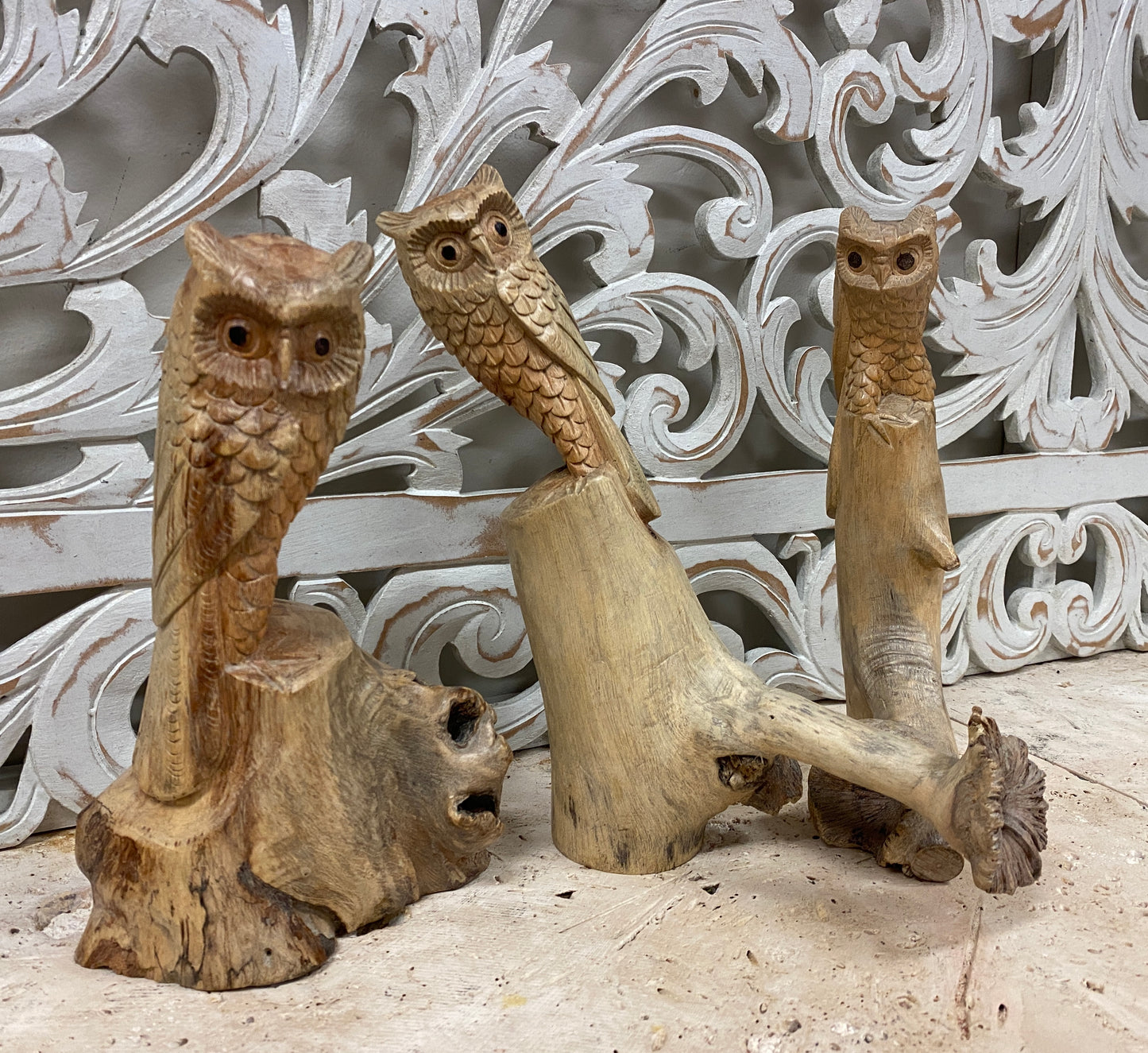 Parasite Perched Wood Owl Carving