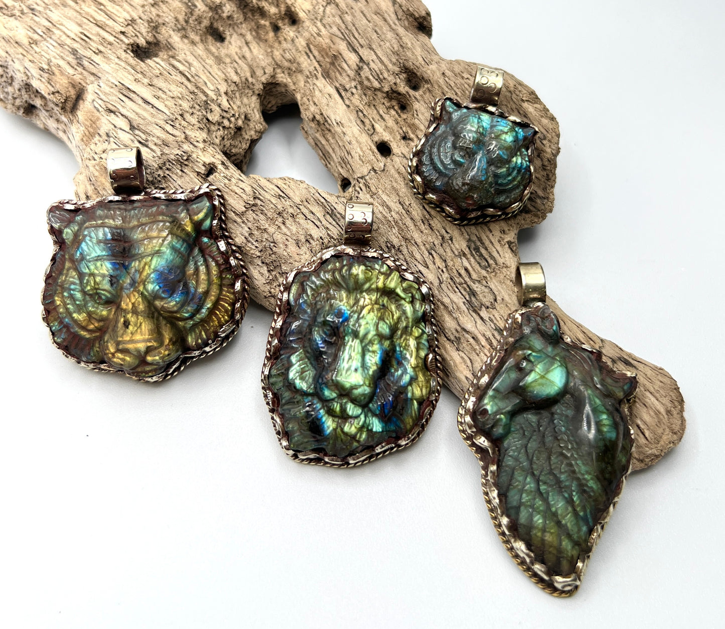 Carved Labradorite Animal Pendants