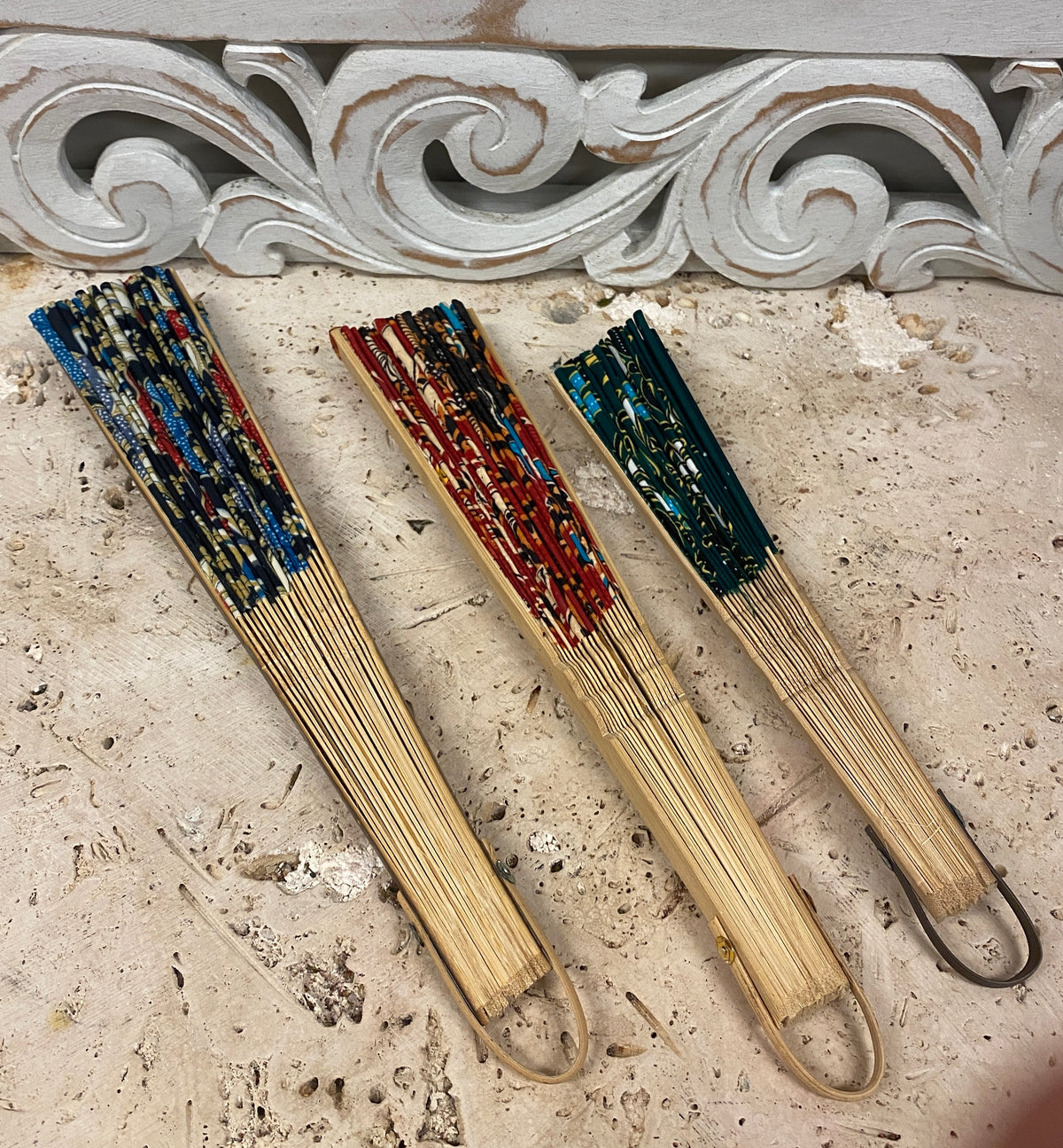 Balinese Batik Fabric Hand Fans