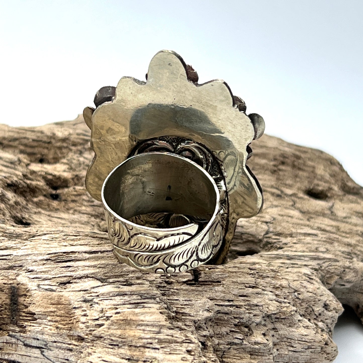 Carved Labradorite Skull Rings