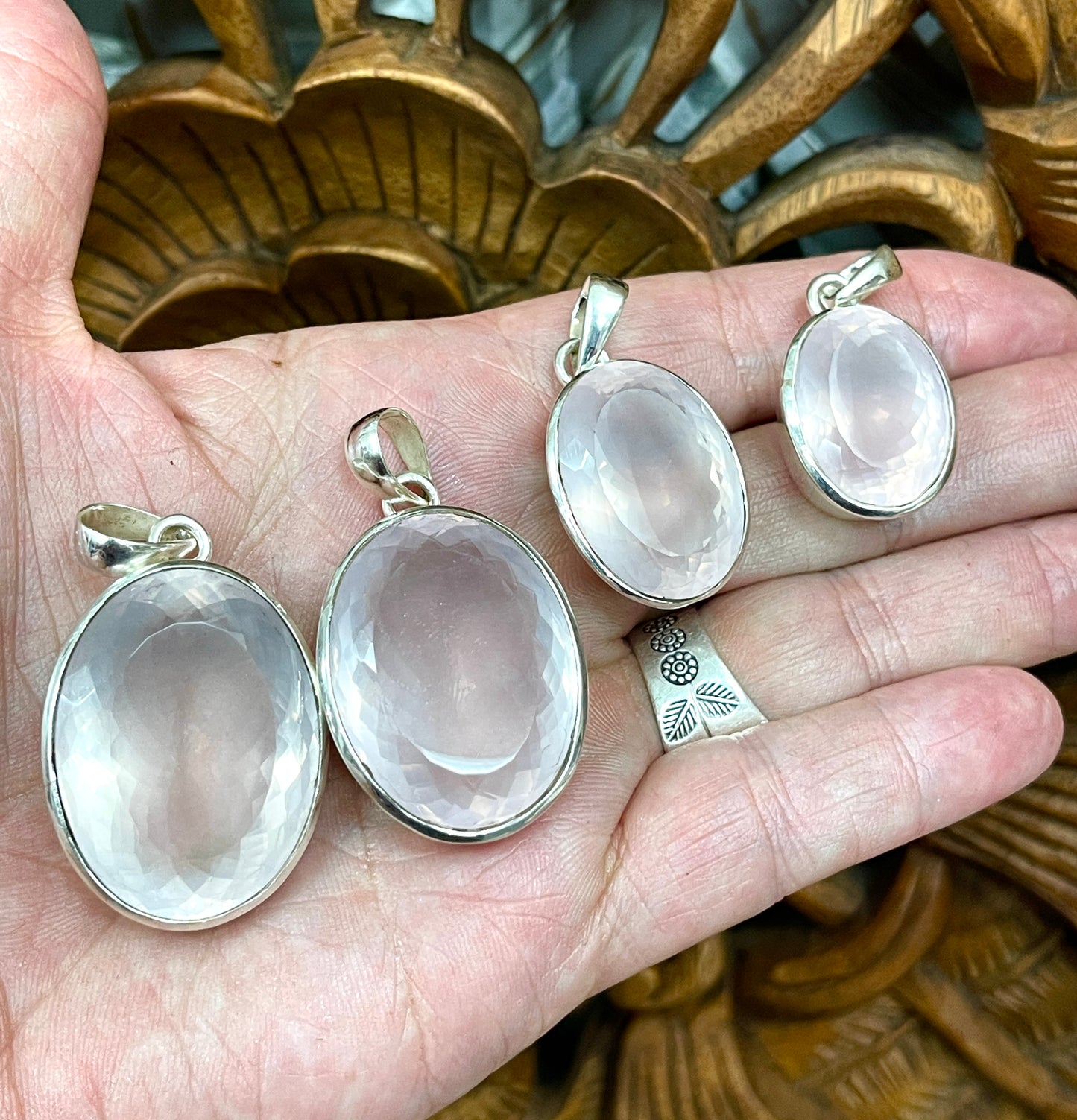 Faceted Rose Quartz Pendants