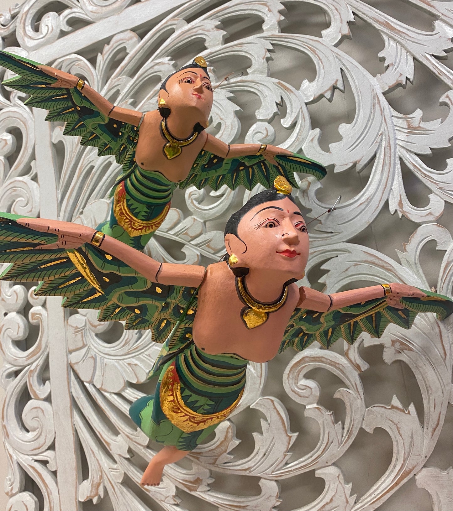 Hand Carved Flying Goddess Dewi Sri Spirit Chasers | 3 Colors