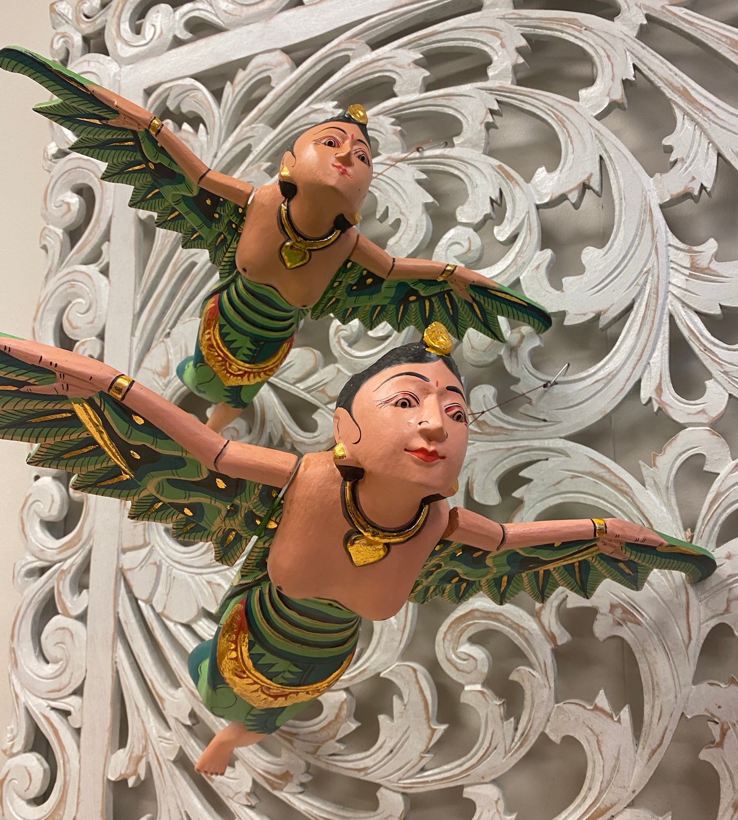 Hand Carved Flying Goddess Dewi Sri Spirit Chasers | 3 Colors