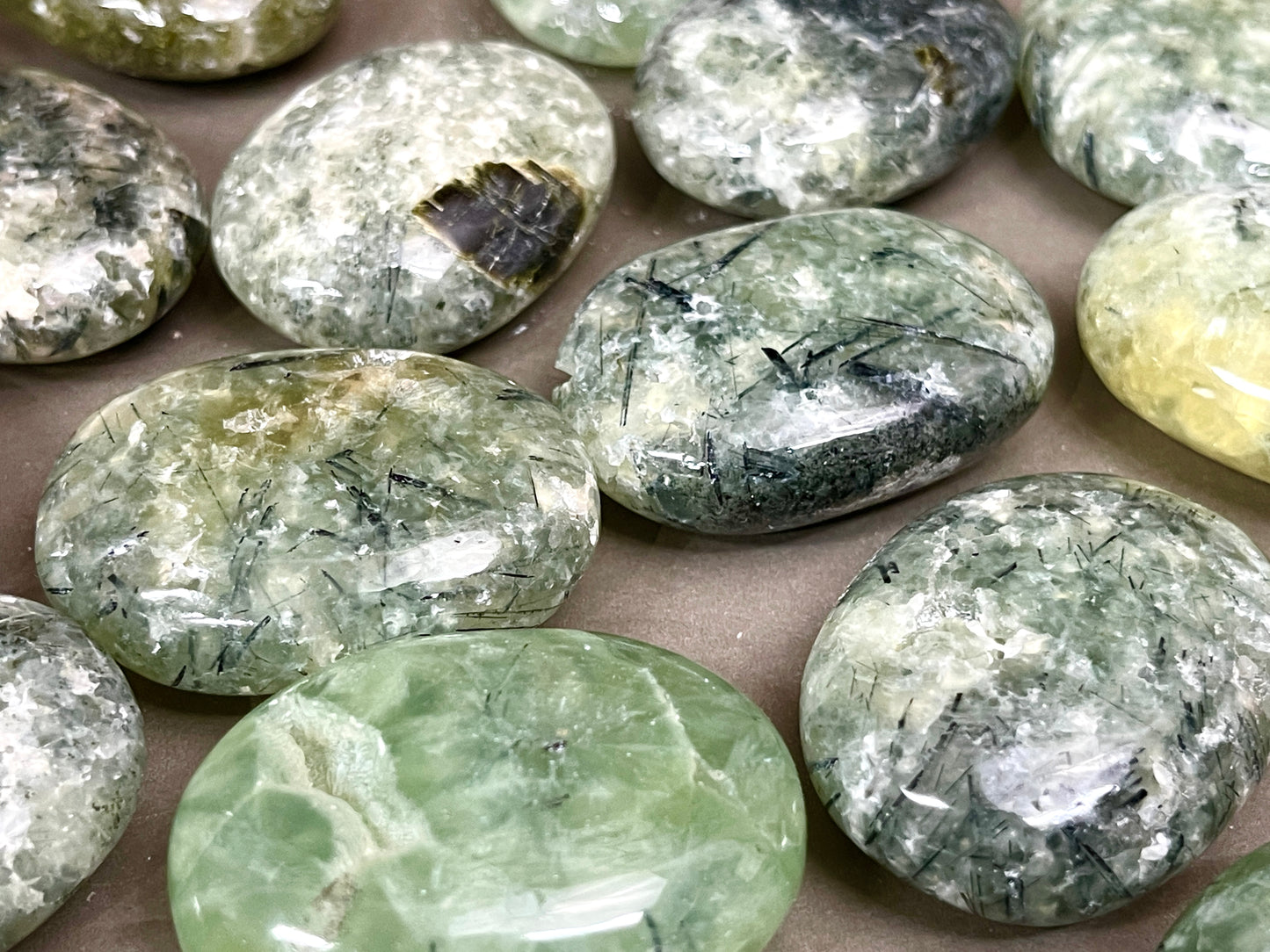 Prehnite & Epidote Palm Stones