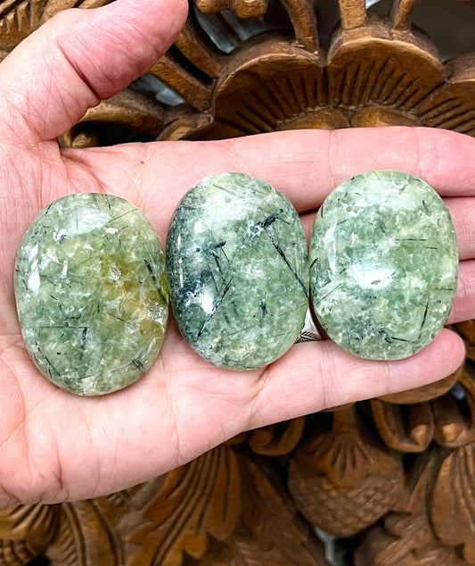 Prehnite & Epidote Palm Stones