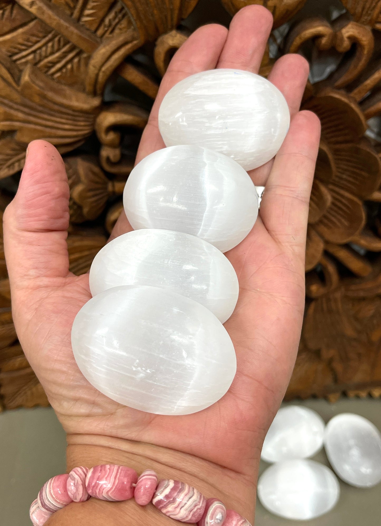 Selenite Palm Stones