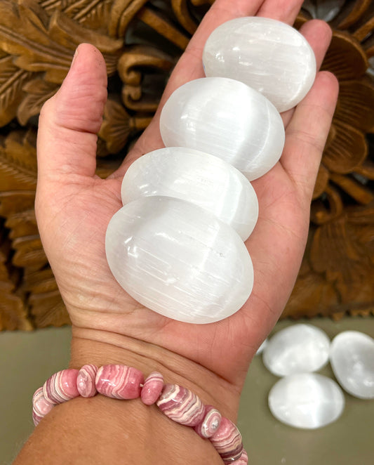 Selenite Palm Stones