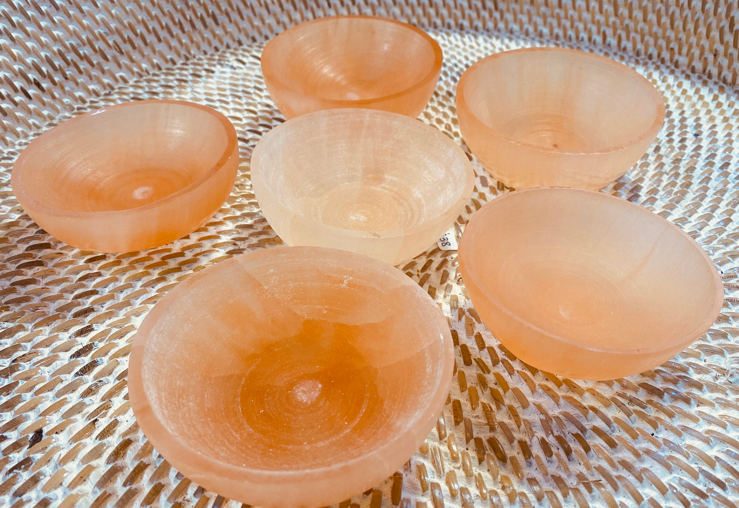 Peach Selenite Crystal Charging Cleaning Bowl