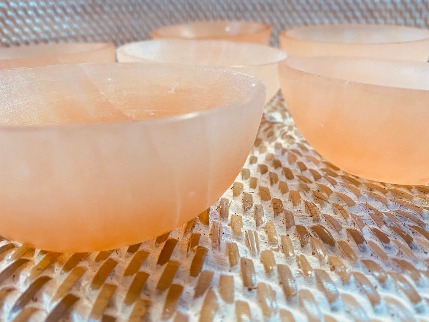 Peach Selenite Crystal Charging Cleaning Bowl