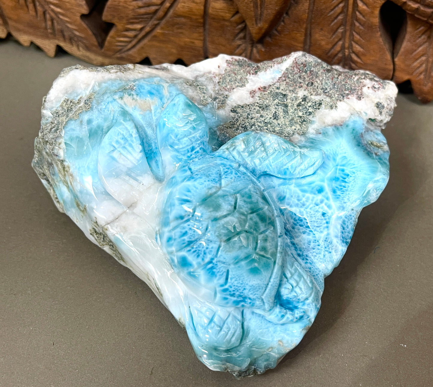 Larimar Turtle Carvings