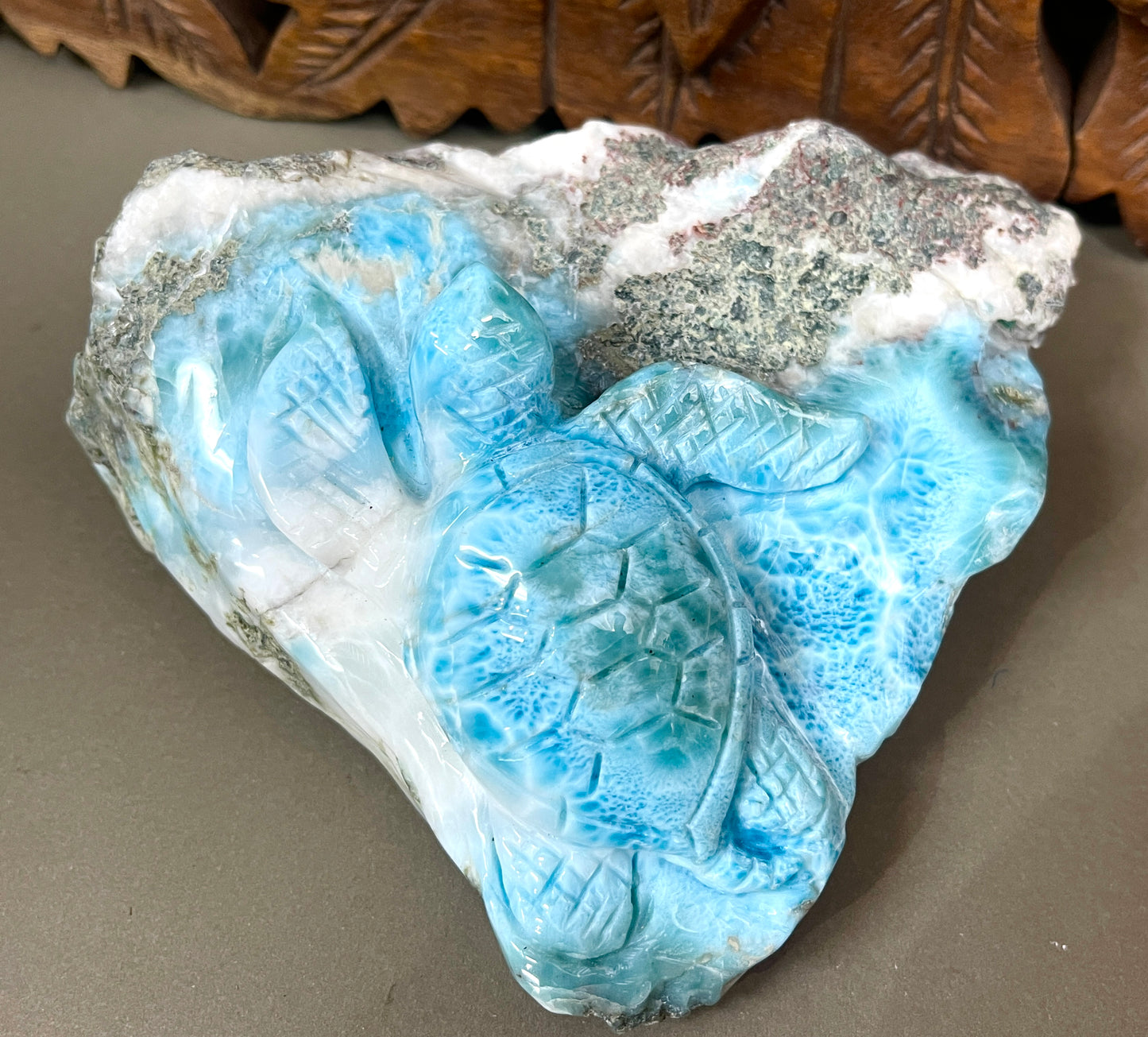 Larimar Turtle Carvings
