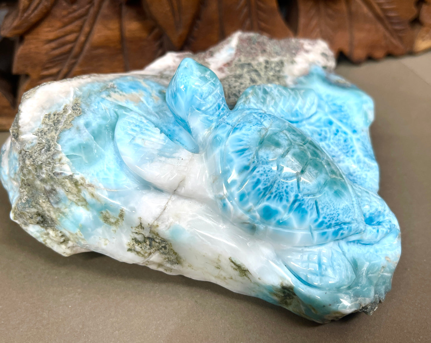 Larimar Turtle Carvings