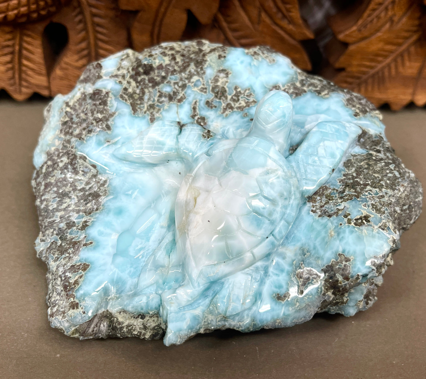 Larimar Turtle Carvings
