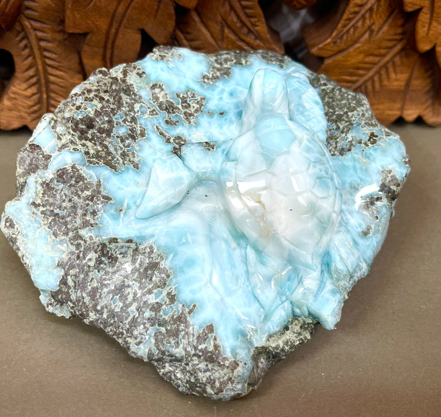 Larimar Turtle Carvings