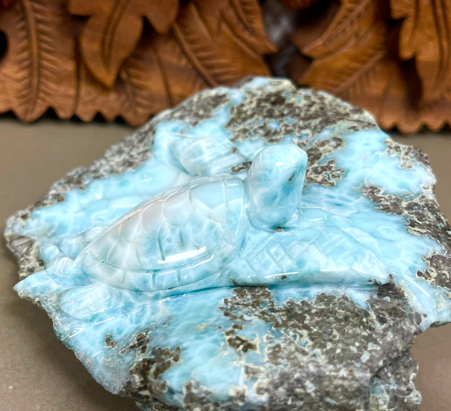 Larimar Turtle Carvings
