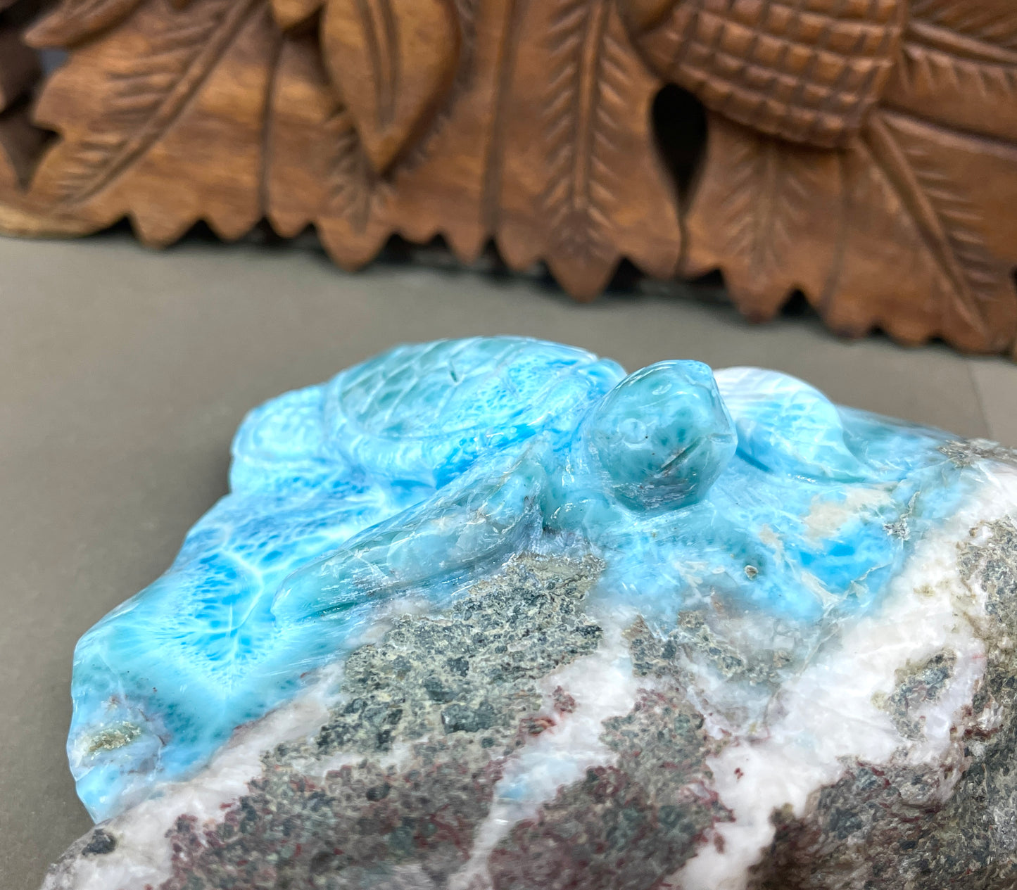 Larimar Turtle Carvings