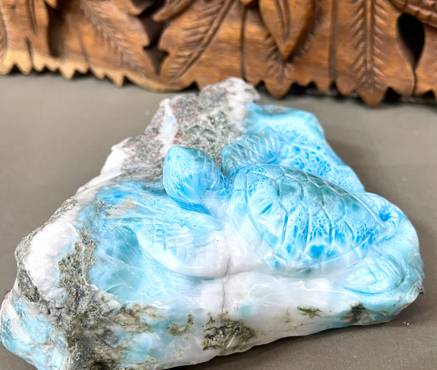 Larimar Turtle Carvings