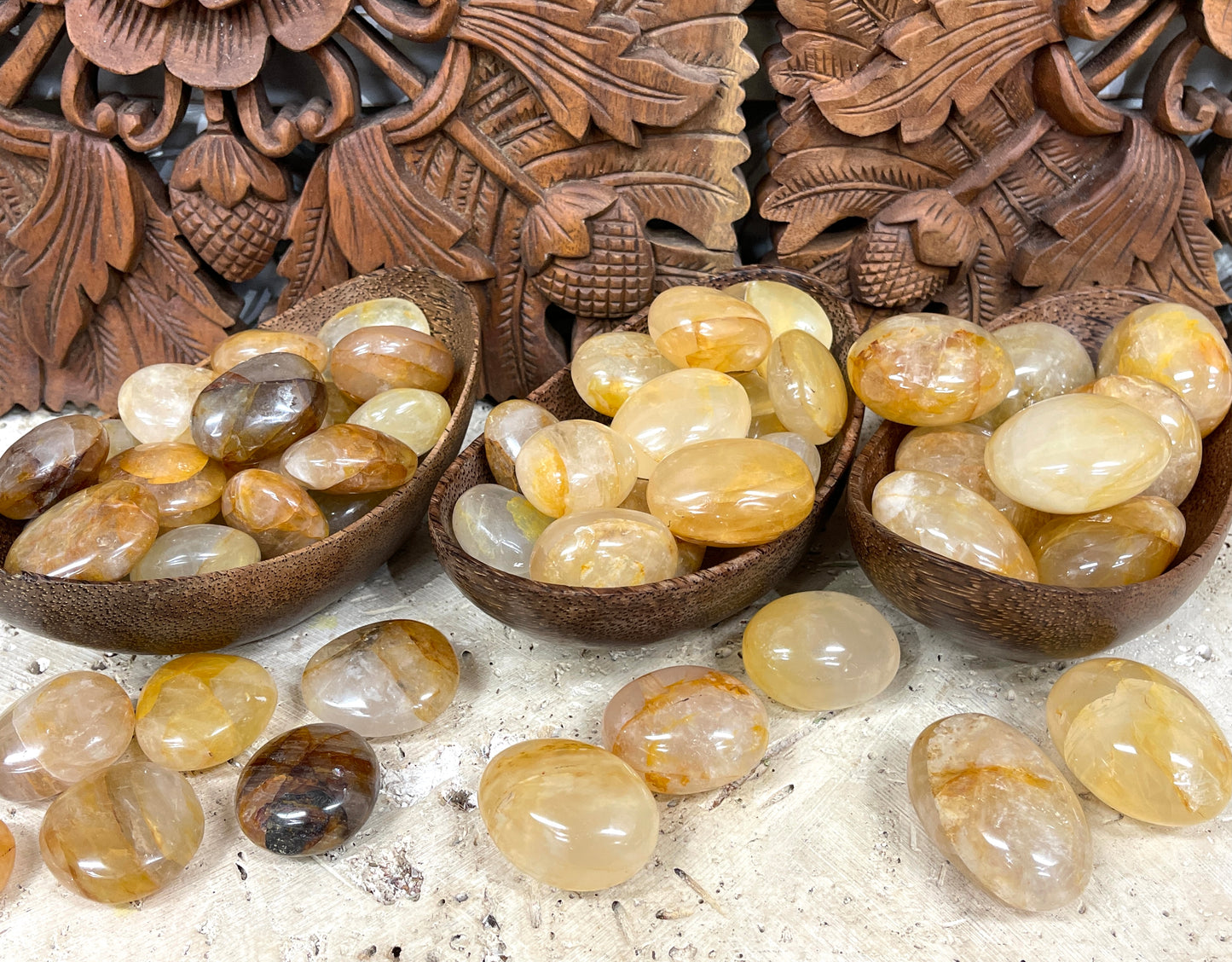 Golden Healer Quartz Palm Stones