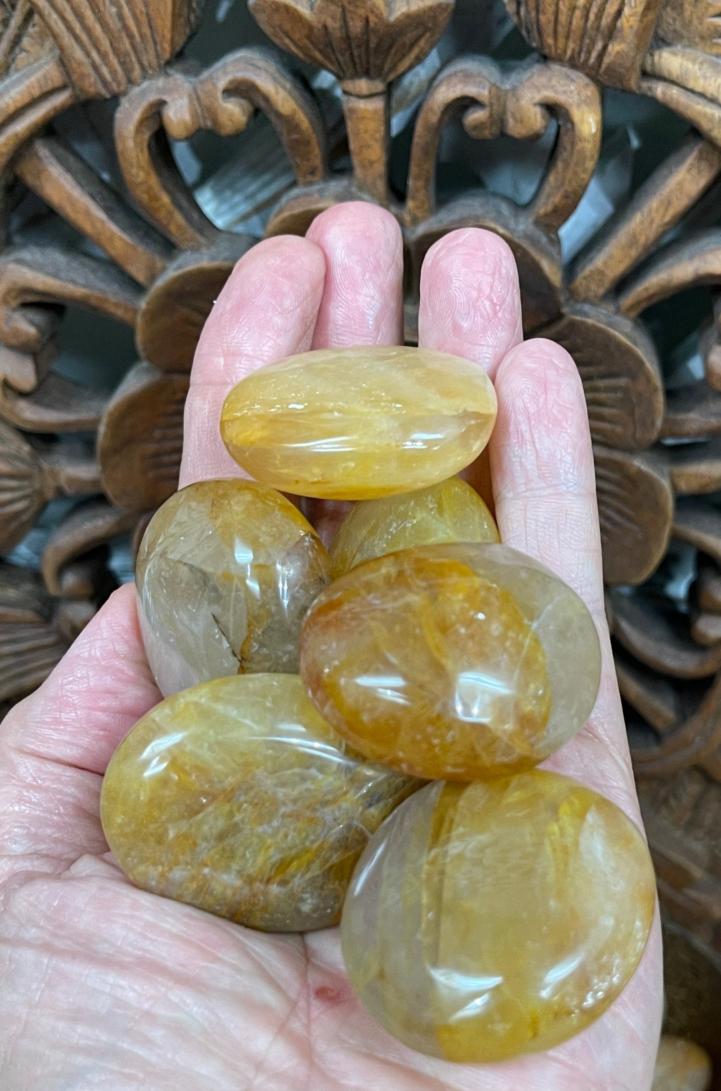 Golden Healer Quartz Palm Stones
