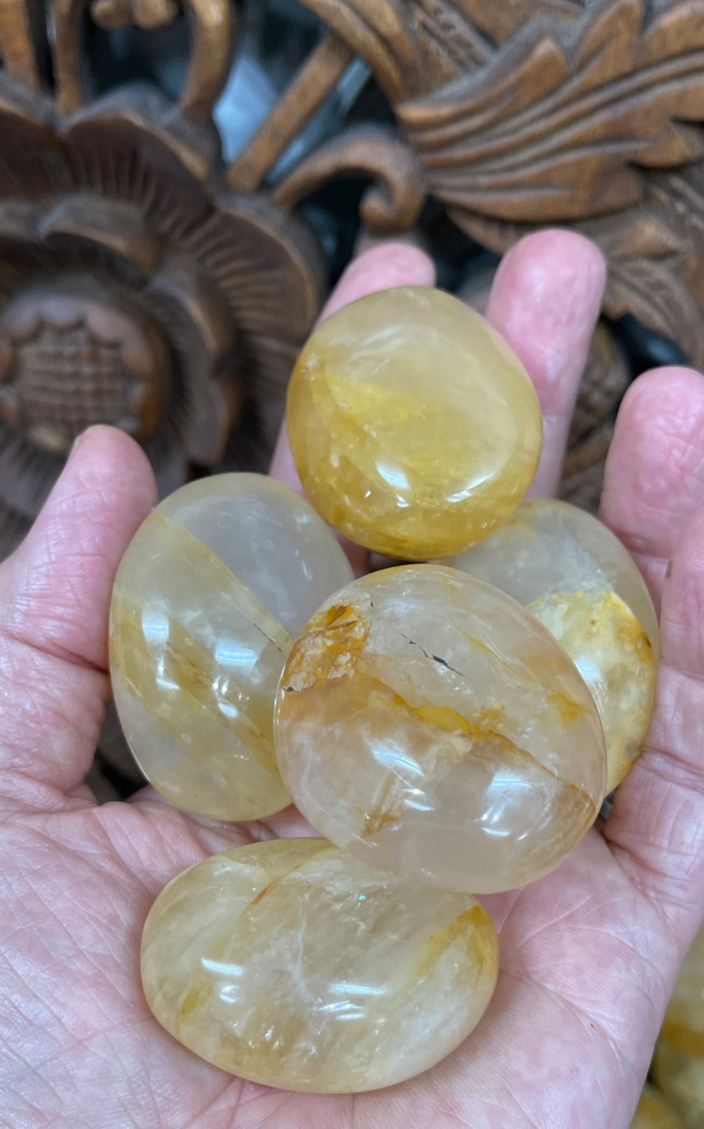 Golden Healer Quartz Palm Stones