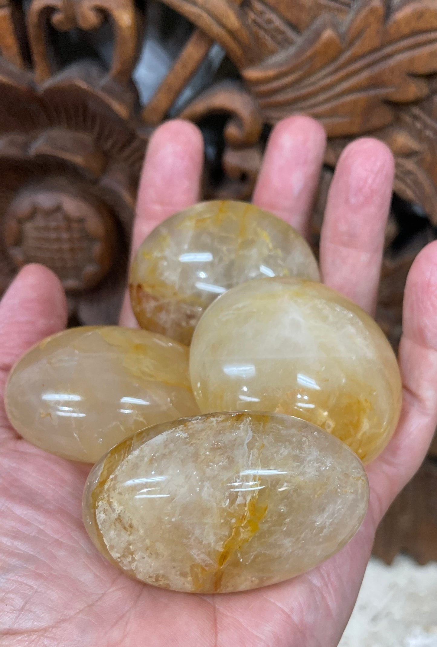Golden Healer Quartz Palm Stones