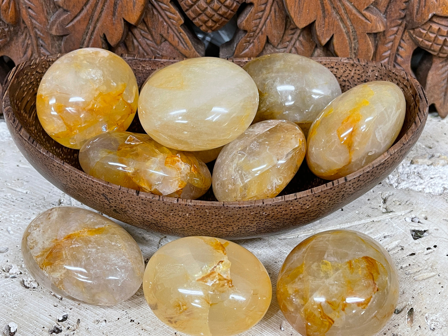 Golden Healer Quartz Palm Stones