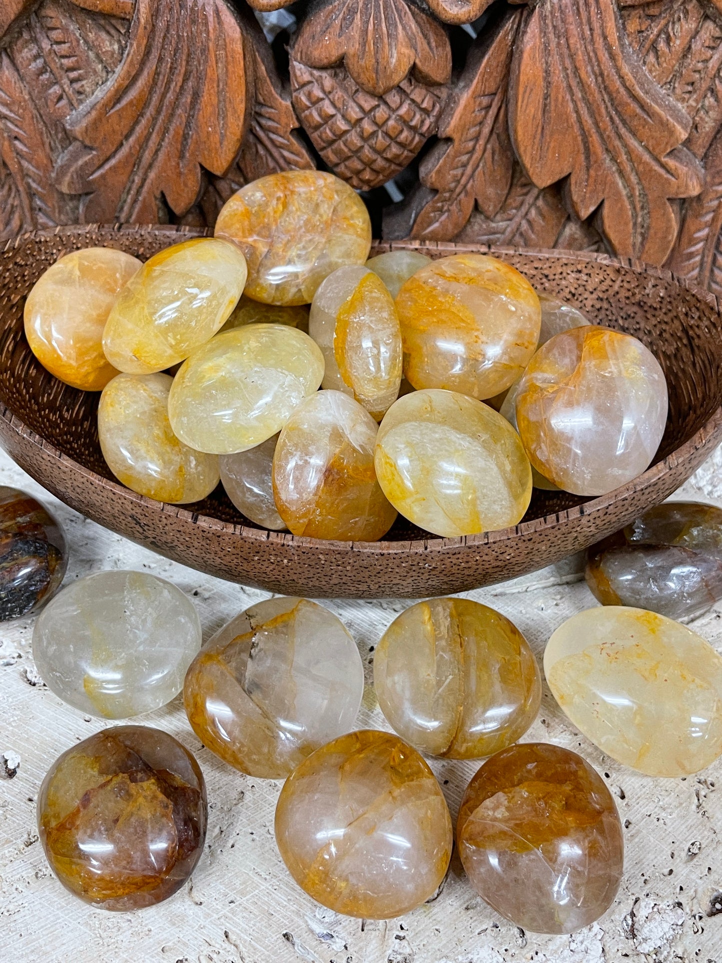 Golden Healer Quartz Palm Stones