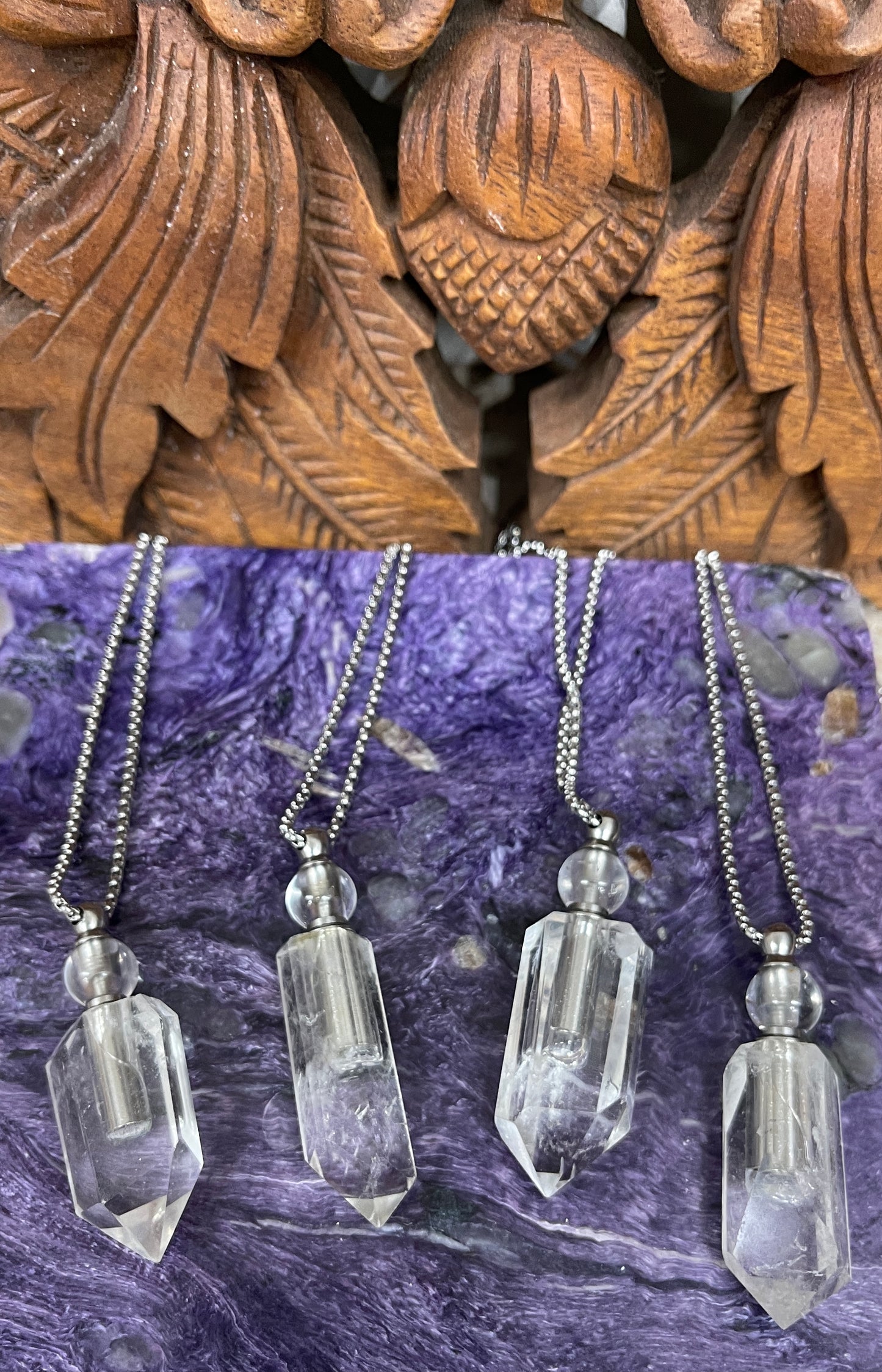 Quartz Crystal Oil Bottle Necklaces