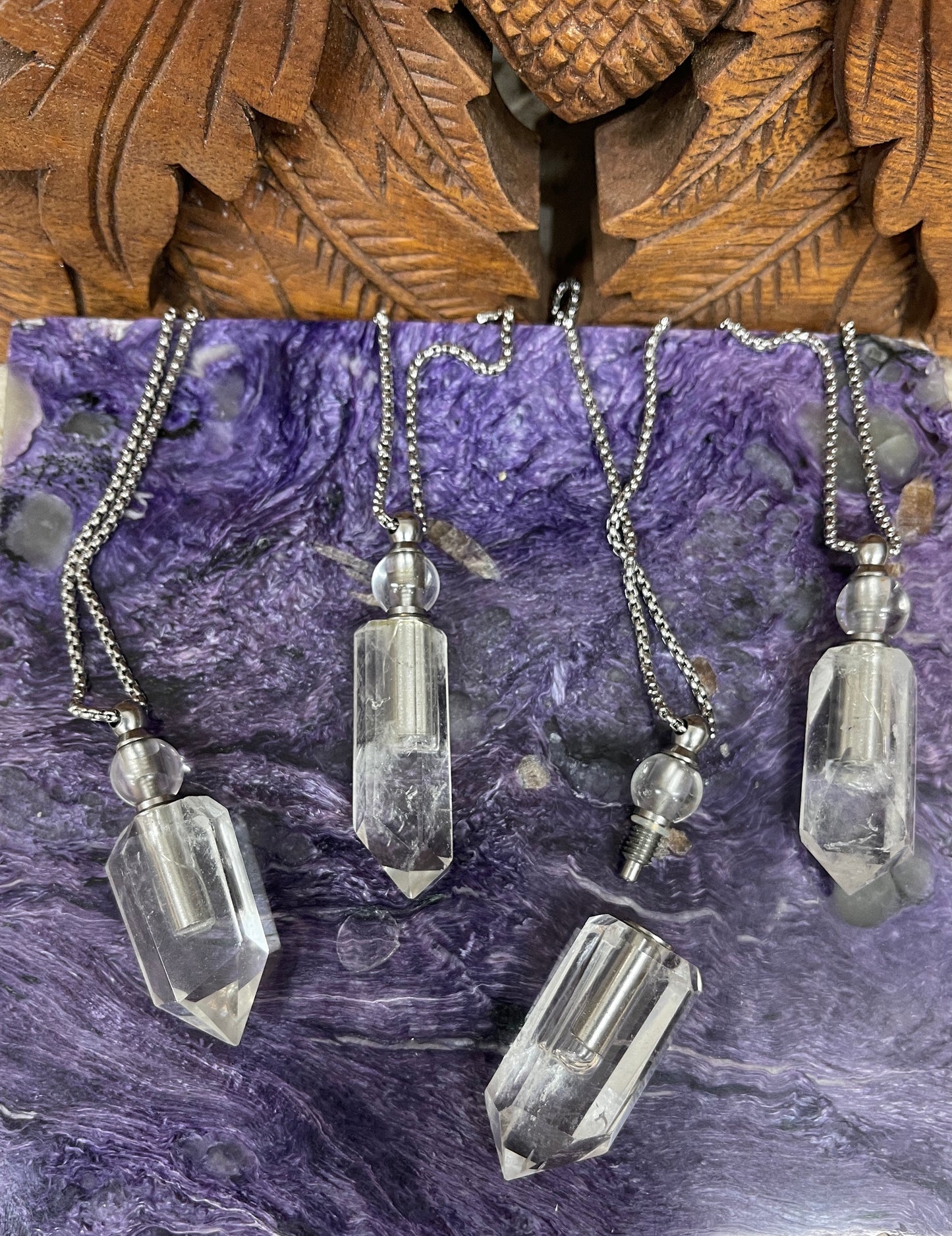 Quartz Crystal Oil Bottle Necklaces